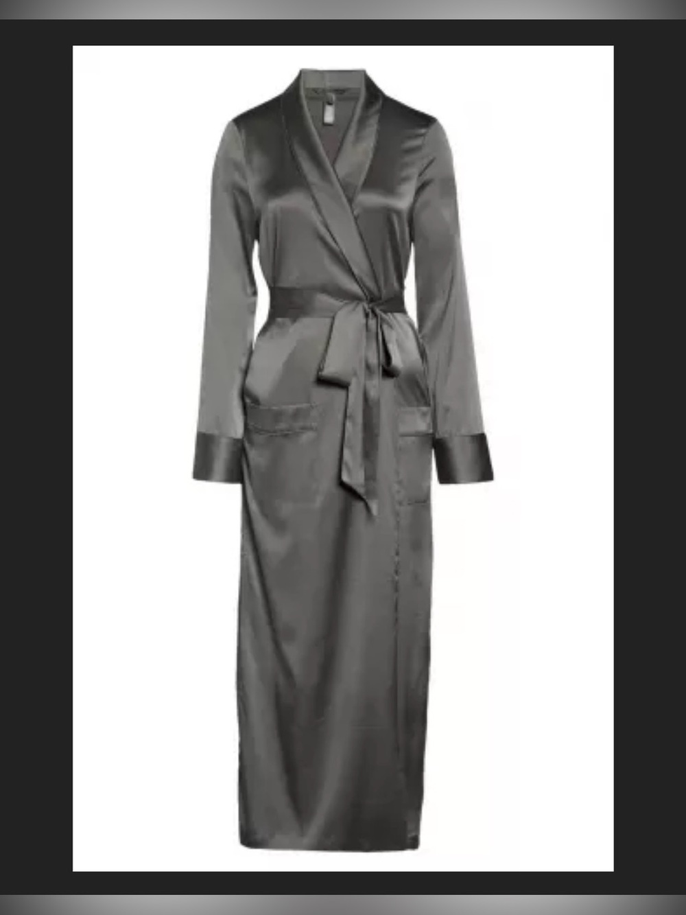 SKIMS 95% Silk Long Wrap Stretchy Robe -Dark Gray XS